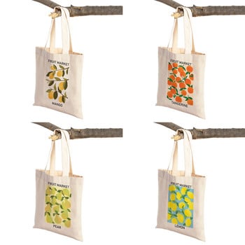 Fruit Market Cherry Lemon Pear Banana Orange Women Shopper Bag