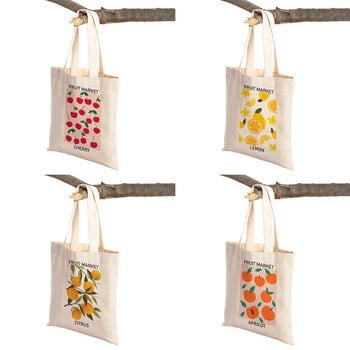 Fruit Market Cherry Lemon Pear Banana Orange Women Shopper Bag