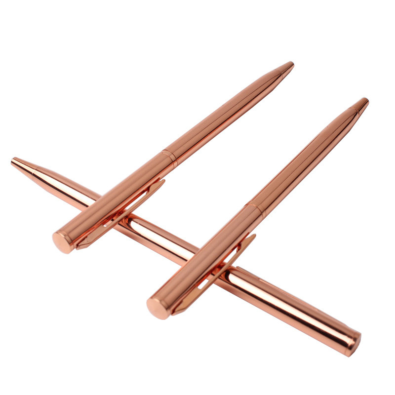 2/20 vnt Rose Gold tušinukai, nerūdijančio plieno rankenos, strypai, besisukantys metaliniai rutuliniai rašikliai, skirti mokyklos raštinės reikmenims, juodai mėlynai