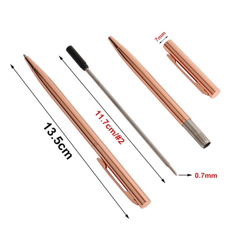 2/20 vnt Rose Gold tušinukai, nerūdijančio plieno rankenos, strypai, besisukantys metaliniai rutuliniai rašikliai, skirti mokyklos raštinės reikmenims, juodai mėlynai