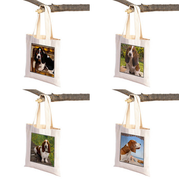 Basset Hound Dog Canvas Women Lady Tote Handbag Πτυσσόμενες Τσάντες αγορών για σούπερ μάρκετ Χαριτωμένο κατοικίδιο ζώο Casual Travel Τσάντα αγορών