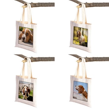 Basset Hound Dog Canvas Women Lady Tote Handbag Πτυσσόμενες Τσάντες αγορών για σούπερ μάρκετ Χαριτωμένο κατοικίδιο ζώο Casual Travel Τσάντα αγορών