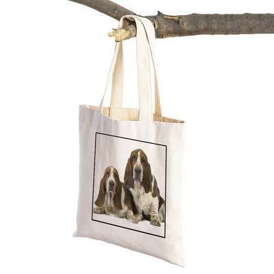 Basset Hound câine pânză femei doamnă tote geantă de mână pliabilă supermarket genți de cumpărături drăguț animal de companie ocazional călătorie geantă de cumpărături
