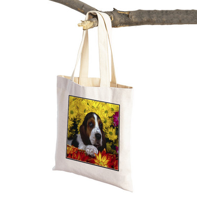 Basets, suns audekls sievietēm Sieviešu rokassomiņa Salokāma lielveikalu pircēju somas Jauki mājdzīvnieki, ikdienas ceļojumu iepirkumu soma