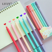 6gab./iepakojumā 0,5 mm maza svaigi melna tintes karikatūra gēla pildspalva Biroja piederumi Kancelejas piederumi Studentu rakstīšanai neitrāla pildspalva