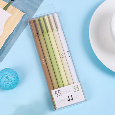 6gab./iepakojumā 0,5 mm maza svaigi melna tintes karikatūra gēla pildspalva Biroja piederumi Kancelejas piederumi Studentu rakstīšanai neitrāla pildspalva