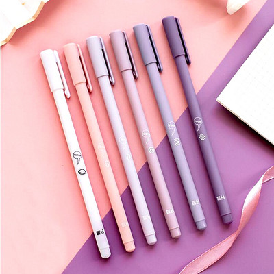 6gab./iepakojumā 0,5 mm maza svaigi melna tintes karikatūra gēla pildspalva Biroja piederumi Kancelejas piederumi Studentu rakstīšanai neitrāla pildspalva