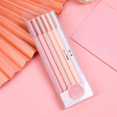 6gab./iepakojumā 0,5 mm maza svaigi melna tintes karikatūra gēla pildspalva Biroja piederumi Kancelejas piederumi Studentu rakstīšanai neitrāla pildspalva