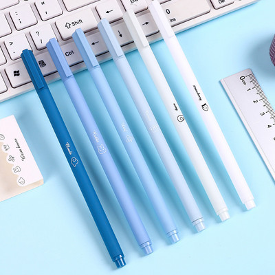 6gab./iepakojumā 0,5 mm maza svaigi melna tintes karikatūra gēla pildspalva Biroja piederumi Kancelejas piederumi Studentu rakstīšanai neitrāla pildspalva