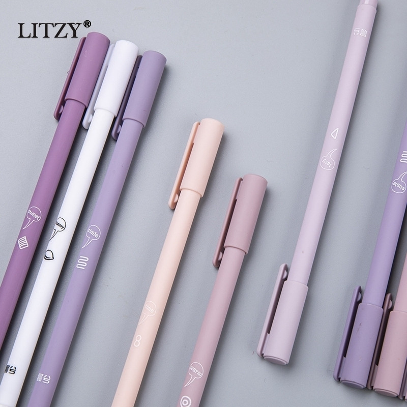 6gab./iepakojumā 0,5 mm maza svaigi melna tintes karikatūra gēla pildspalva Biroja piederumi Kancelejas piederumi Studentu rakstīšanai neitrāla pildspalva