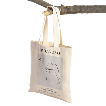 Abstract Picasso Elephant Owl Bird Cat Horse Shopper Τσάντες Nordic Lady Tote Γυναικεία τσάντα αγορών από καμβά διπλής εκτύπωσης