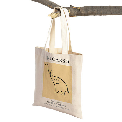 Abstract Picasso Elefant Bufniță Pasăre Pisică Cal Genți pentru cumpărături Nordic Lady Tote Geantă de mână cu imprimeu dublu din pânză pentru femei.