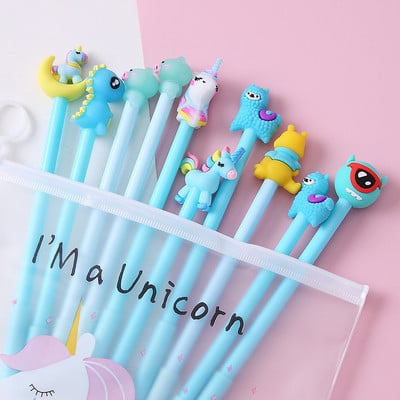 10 tk / komplekt armas geelpliiats Kawaii juhusliku mustriga poni, 0,5 m must geeltindiga pliiats Kooli kirjatarvete tarnijad, kingitused