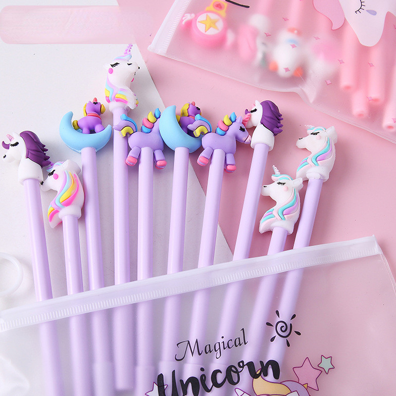 10 vnt / rinkinys mielas gelio rašiklis Kawaii atsitiktinio rašto ponis 0,5 m juodas gelio rašalinis rašiklis mokyklinių raštinės reikmenų biuro tiekėjų dovanos