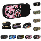 Mieli prabangūs mados dizainerio rašto kamufliažiniai tamsaus ryklio Camo pieštukų dėklai mergaitei berniukui, didelės talpos pieštukų maišelis raštinės reikmenys