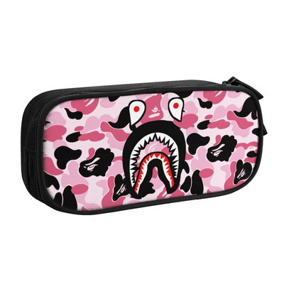 Mieli prabangūs mados dizainerio rašto kamufliažiniai tamsaus ryklio Camo pieštukų dėklai mergaitei berniukui, didelės talpos pieštukų maišelis raštinės reikmenys