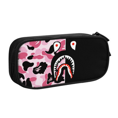 Mieli prabangūs mados dizainerio rašto kamufliažiniai tamsaus ryklio Camo pieštukų dėklai mergaitei berniukui, didelės talpos pieštukų maišelis raštinės reikmenys