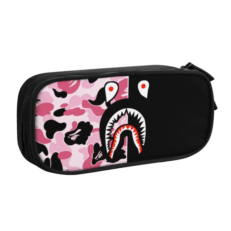 Mieli prabangūs mados dizainerio rašto kamufliažiniai tamsaus ryklio Camo pieštukų dėklai mergaitei berniukui, didelės talpos pieštukų maišelis raštinės reikmenys