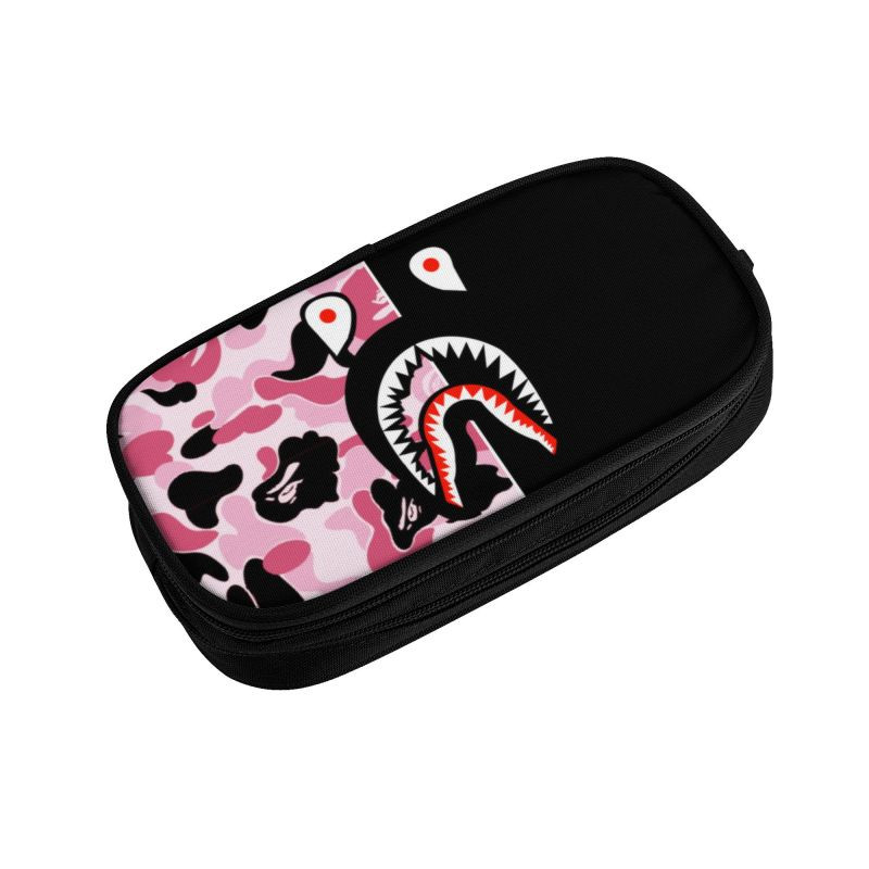 Mieli prabangūs mados dizainerio rašto kamufliažiniai tamsaus ryklio Camo pieštukų dėklai mergaitei berniukui, didelės talpos pieštukų maišelis raštinės reikmenys