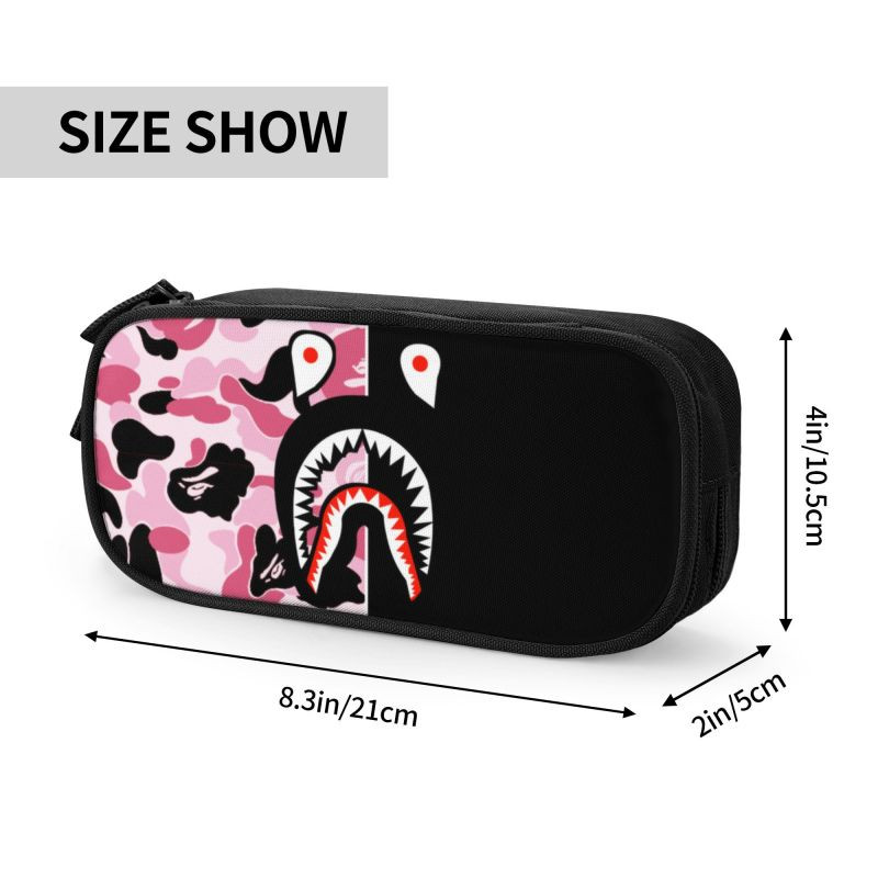 Mieli prabangūs mados dizainerio rašto kamufliažiniai tamsaus ryklio Camo pieštukų dėklai mergaitei berniukui, didelės talpos pieštukų maišelis raštinės reikmenys