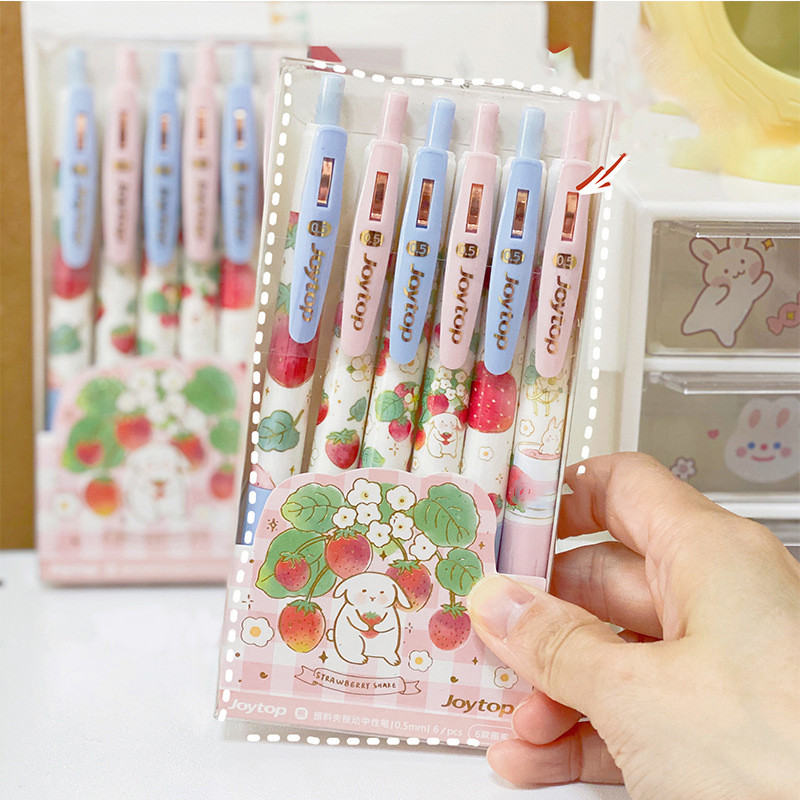 1 τεμ Cute Pink Peach Gel στυλό Strawberry Fruit Press Στυλό Neutral Pen Cute School Student Writing Tool Supplies Gift 0,5mm Ink