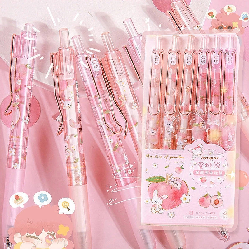 1 τεμ Cute Pink Peach Gel στυλό Strawberry Fruit Press Στυλό Neutral Pen Cute School Student Writing Tool Supplies Gift 0,5mm Ink