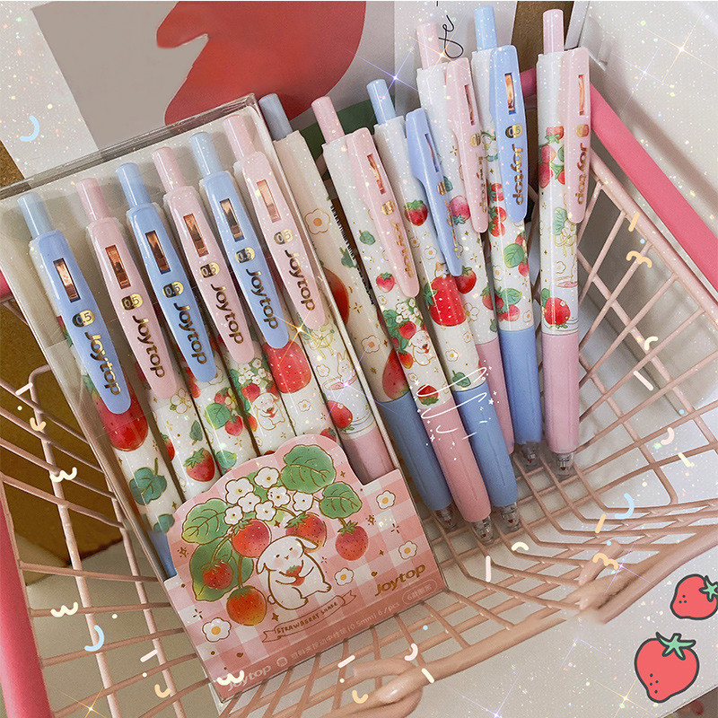 1 τεμ Cute Pink Peach Gel στυλό Strawberry Fruit Press Στυλό Neutral Pen Cute School Student Writing Tool Supplies Gift 0,5mm Ink