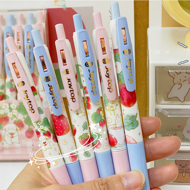 1 τεμ Cute Pink Peach Gel στυλό Strawberry Fruit Press Στυλό Neutral Pen Cute School Student Writing Tool Supplies Gift 0,5mm Ink