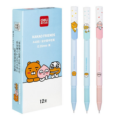 3/12 τεμ. Kakao Friends Gel Pens Cute Cartoon Design 0,5mm Ballpoint Black Color Ink for Writing Office School A7103