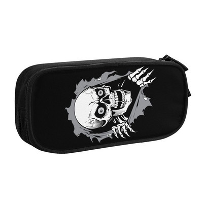 Šausmu nāves galvaskauss korejiešu zīmuļu futrālis meitenēm zēniem liela ietilpība Helovīna gotikas skeleta zīmuļu maciņš studentiem kancelejas preces