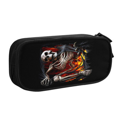 Šausmu nāves galvaskauss korejiešu zīmuļu futrālis meitenēm zēniem liela ietilpība Helovīna gotikas skeleta zīmuļu maciņš studentiem kancelejas preces