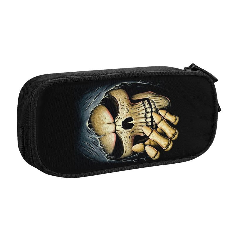 Šausmu nāves galvaskauss korejiešu zīmuļu futrālis meitenēm zēniem liela ietilpība Helovīna gotikas skeleta zīmuļu maciņš studentiem kancelejas preces