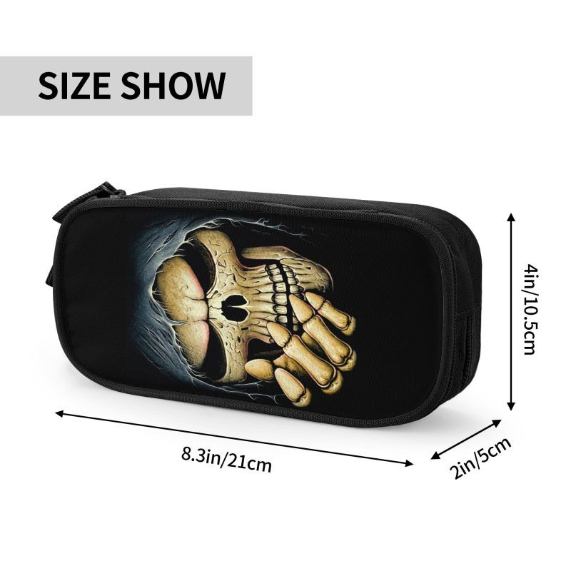 Šausmu nāves galvaskauss korejiešu zīmuļu futrālis meitenēm zēniem liela ietilpība Helovīna gotikas skeleta zīmuļu maciņš studentiem kancelejas preces