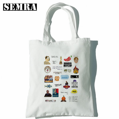 Biroja TV šovs Dunder Mifflin papīra uzņēmuma plecu audekla somas Lielas ietilpības koledžas Harajuku rokassomu sieviešu iepirkumu soma