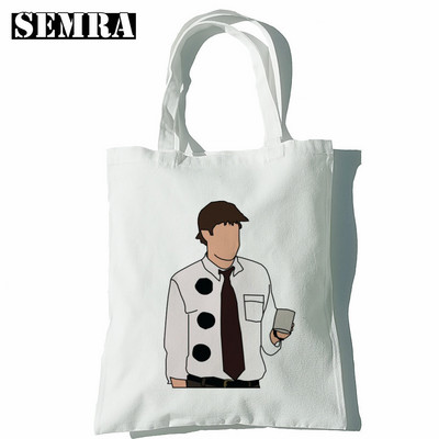 Biroja TV šovs Dunder Mifflin papīra uzņēmuma plecu audekla somas Lielas ietilpības koledžas Harajuku rokassomu sieviešu iepirkumu soma