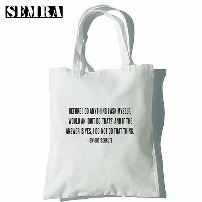 Biroja TV šovs Dunder Mifflin papīra uzņēmuma plecu audekla somas Lielas ietilpības koledžas Harajuku rokassomu sieviešu iepirkumu soma