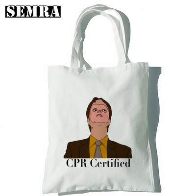 Biroja TV šovs Dunder Mifflin papīra uzņēmuma plecu audekla somas Lielas ietilpības koledžas Harajuku rokassomu sieviešu iepirkumu soma