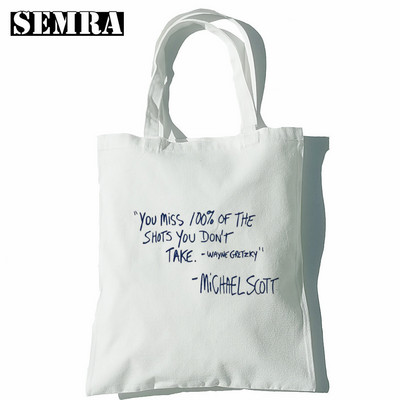 Biroja TV šovs Dunder Mifflin papīra uzņēmuma plecu audekla somas Lielas ietilpības koledžas Harajuku rokassomu sieviešu iepirkumu soma