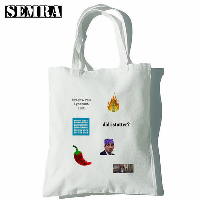 Biroja TV šovs Dunder Mifflin papīra uzņēmuma plecu audekla somas Lielas ietilpības koledžas Harajuku rokassomu sieviešu iepirkumu soma