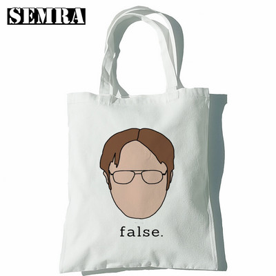 Biroja TV šovs Dunder Mifflin papīra uzņēmuma plecu audekla somas Lielas ietilpības koledžas Harajuku rokassomu sieviešu iepirkumu soma