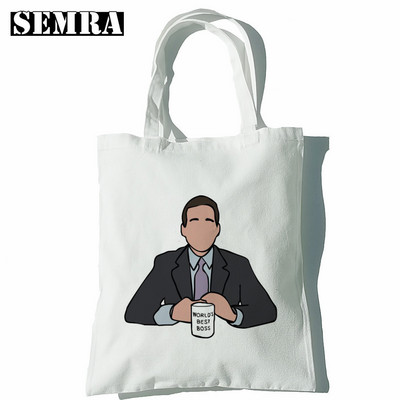 Biroja TV šovs Dunder Mifflin papīra uzņēmuma plecu audekla somas Lielas ietilpības koledžas Harajuku rokassomu sieviešu iepirkumu soma