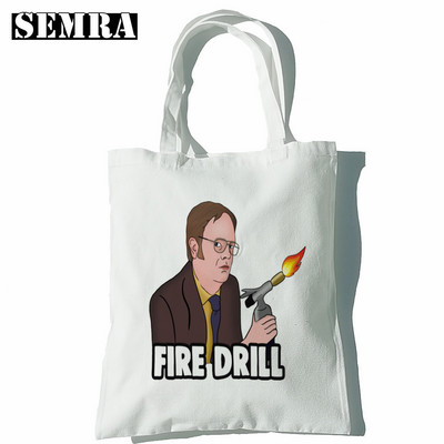 Biroja TV šovs Dunder Mifflin papīra uzņēmuma plecu audekla somas Lielas ietilpības koledžas Harajuku rokassomu sieviešu iepirkumu soma