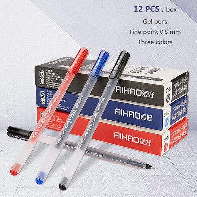 12 τεμ/κιβώτιο στυλό gel Super Large χωρητικότητας χωρίς επαναπλήρωση Λεπτό σημείο 0,5mm Ομαλή γραφή Γρήγορο στέγνωμα τζελ στυλό γράφοντας χαριτωμένα σταθερά