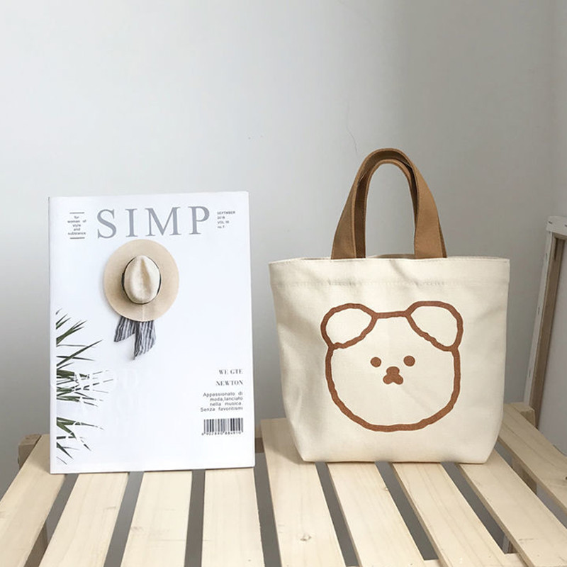 Platnena ženska ručna torbica torba za ručak za djevojke slatki japanski medvjed s crtanim filmovima ekološka mini torba za višekratnu upotrebu ležerna sklopiva torbica za telefon