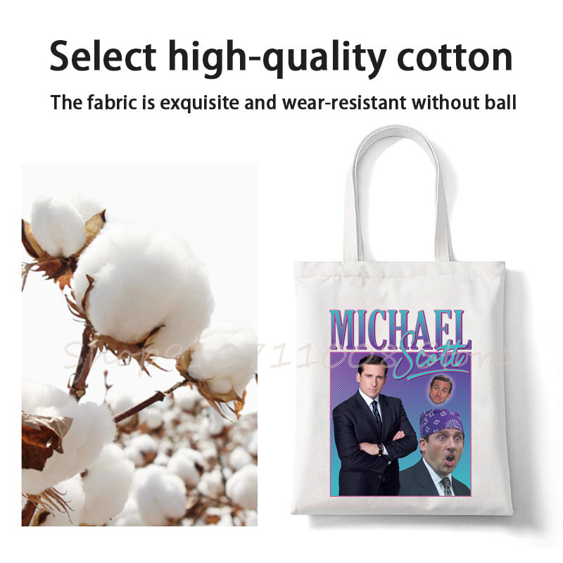 Torba za kupnju s printom Michaela Scotta US Office TV emisija Retro 90-ih Vintage smiješna velika torba Platnene torbe na rame