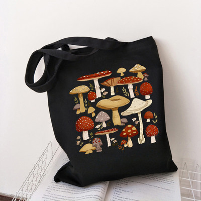 Harajuku Mushroom plecu soma Audekla soma Harajuku pircēju soma Modes ikdienas vasaras plecu somas Tote Shopper Bag