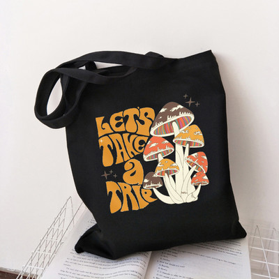 Harajuku Mushroom plecu soma Audekla soma Harajuku pircēju soma Modes ikdienas vasaras plecu somas Tote Shopper Bag