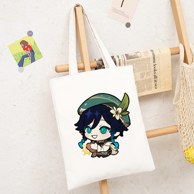 Genshin Impact Game Shoper Kawaii Somas Jauki multfilmu pircēju audekls Tote Bag Shopee Veikala pircēji Rokassomas Sieviešu iepirkumu soma