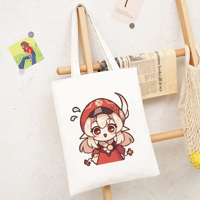 Genshin Impact Game Shoper Kawaii Somas Jauki multfilmu pircēju audekls Tote Bag Shopee Veikala pircēji Rokassomas Sieviešu iepirkumu soma