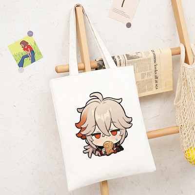 Genshin Impact Game Shoper Kawaii Somas Jauki multfilmu pircēju audekls Tote Bag Shopee Veikala pircēji Rokassomas Sieviešu iepirkumu soma
